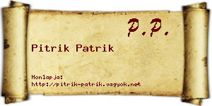 Pitrik Patrik névjegykártya